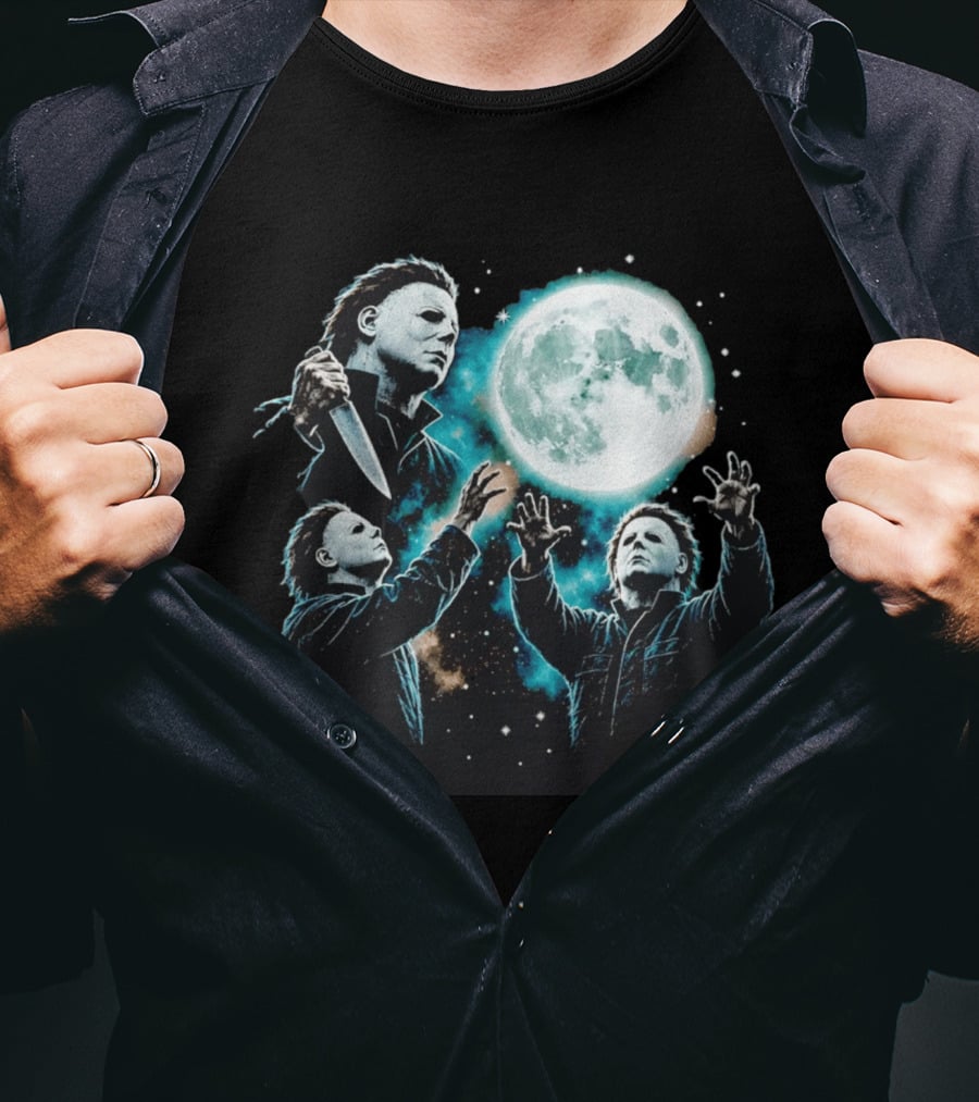 Michael Myers Halloween Moon Knife Scene T-Shirt