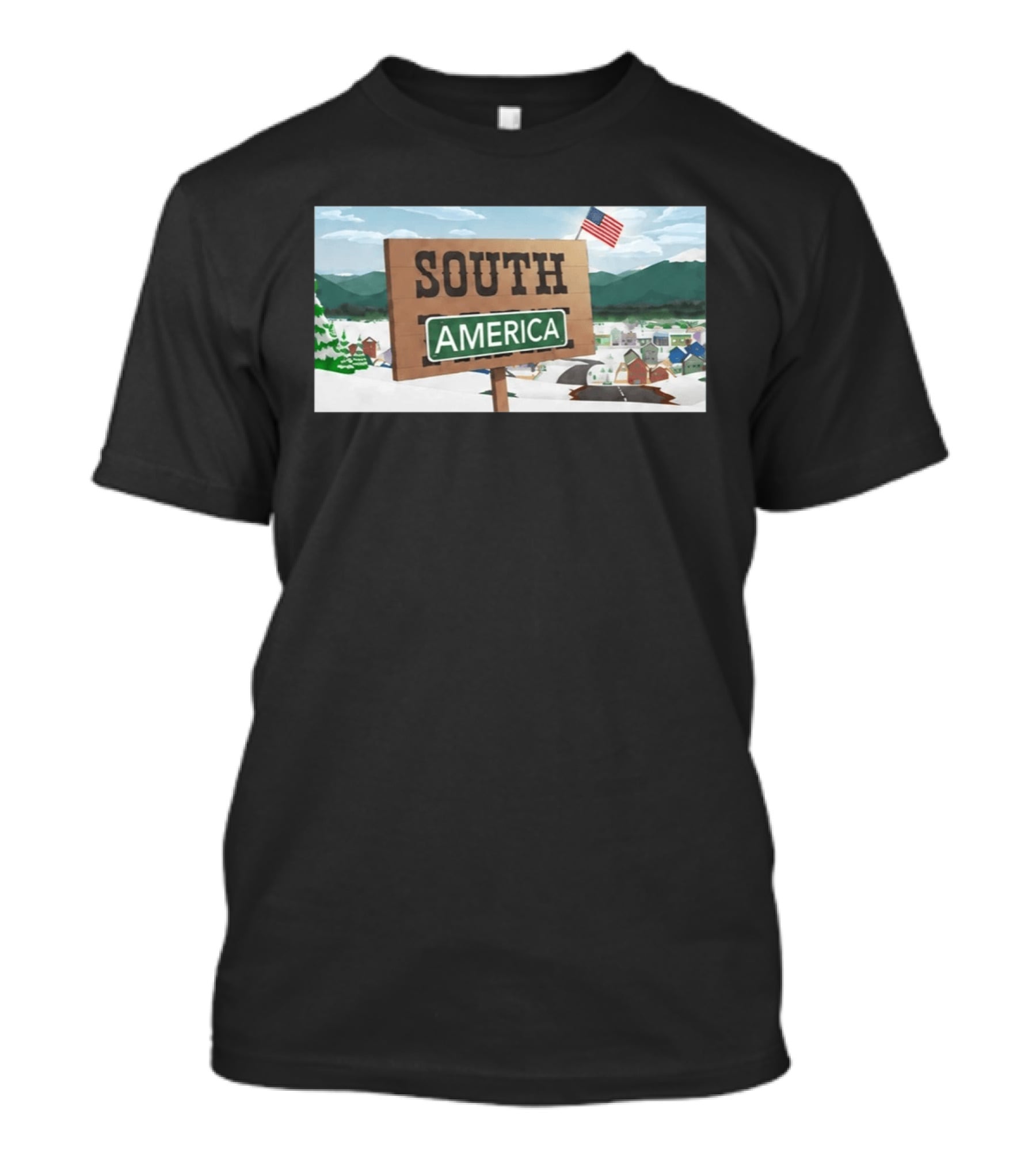 South America Sign With USA Flag Satire T-Shirt