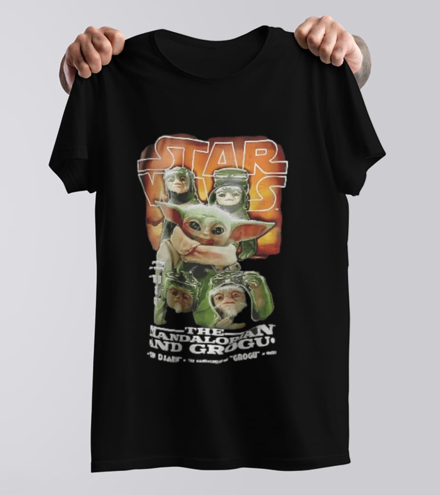 Star Wars The Mandalorian Grogu Din Djarin Anzellan Droidsmiths Collage This Is Way T-Shirt