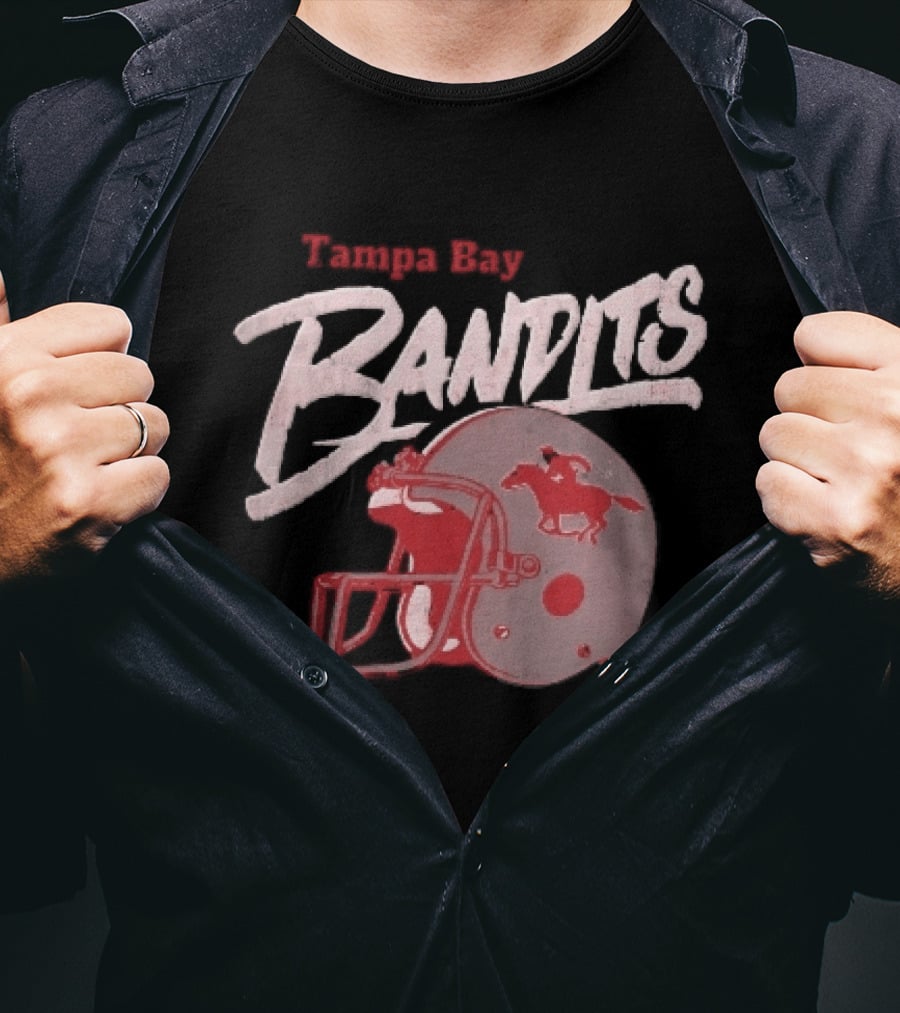 Tampa Bay Bandits Football Helmet Horseback Rider Distressed T-Shirt