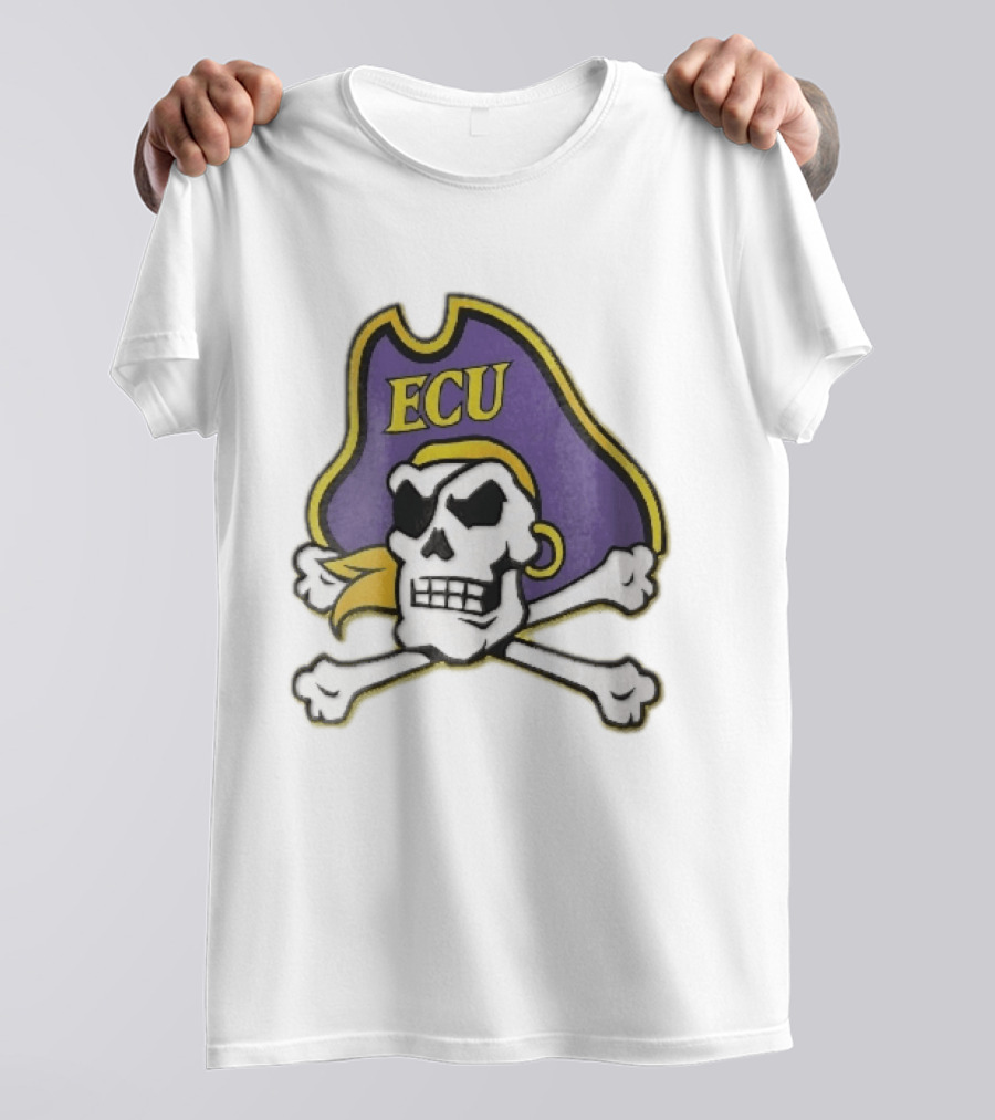 ECU Pirates Skull Crossbones Eyepatch Bandana NCAA T-Shirt