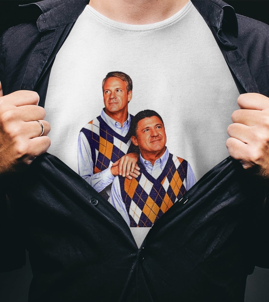 LSU Coaches Step Brothers Argyle Sweater Lane Kiffin T-Shirt