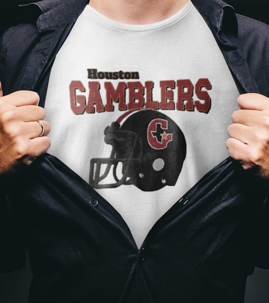 Houston Gamblers Distressed Football Helmet T-Shirt