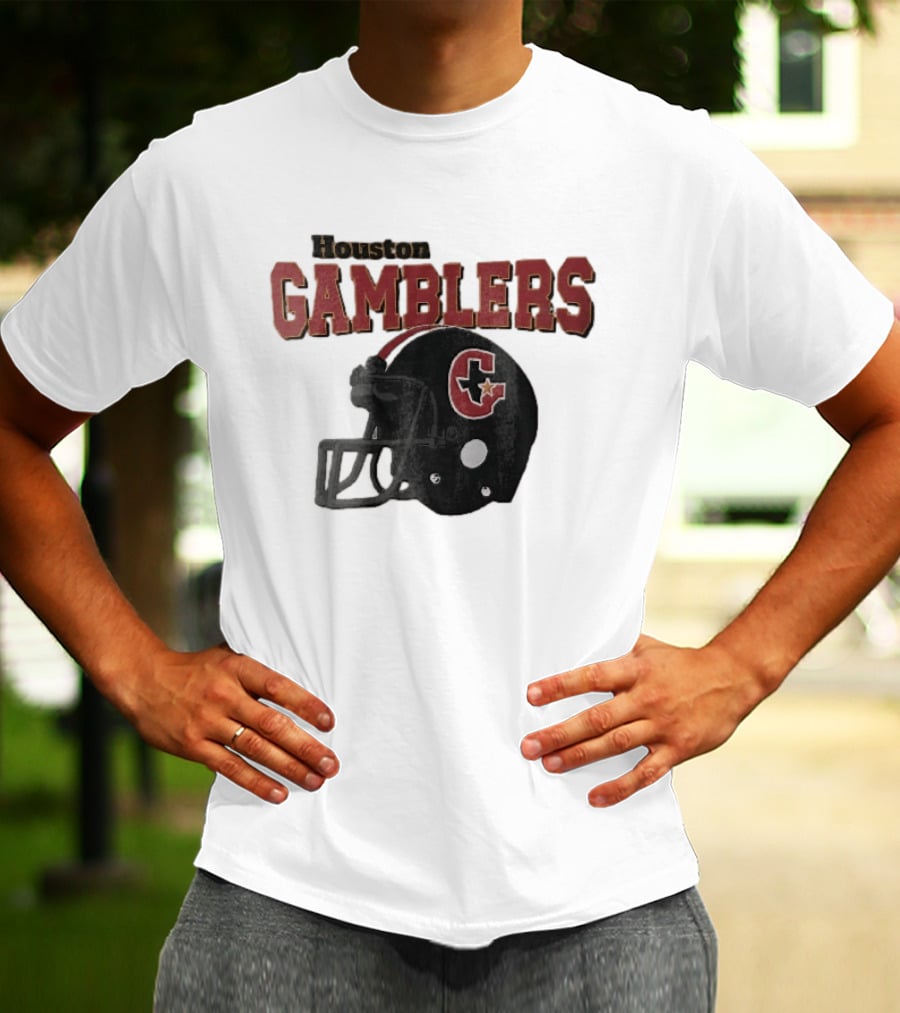 Houston Gamblers Distressed Football Helmet T-Shirt