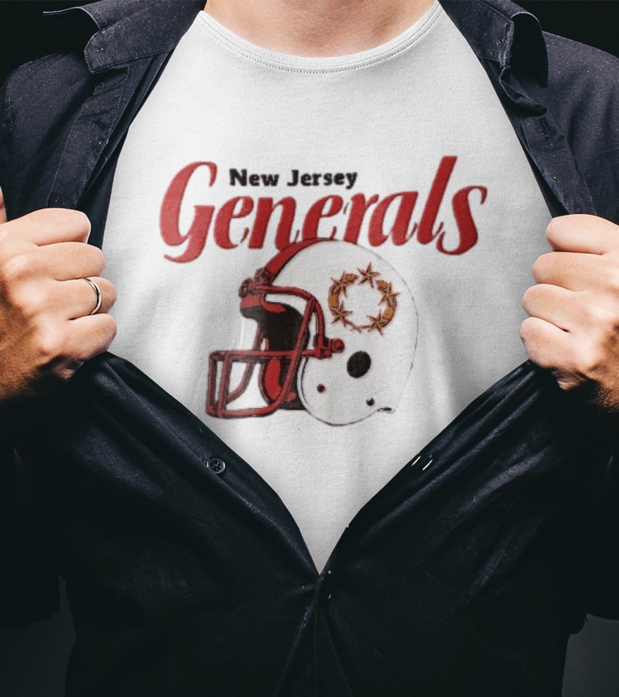 New Jersey Generals Distressed Helmet Five Stars T-Shirt