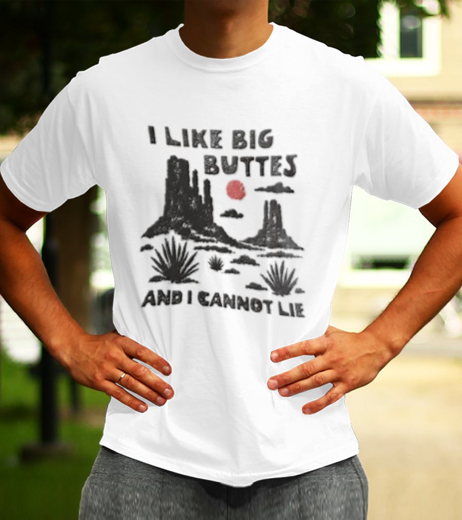 I Like Big Buttes And I Cannot Lie Desert Landscape Cactus Sunset Red Sun T-Shirt