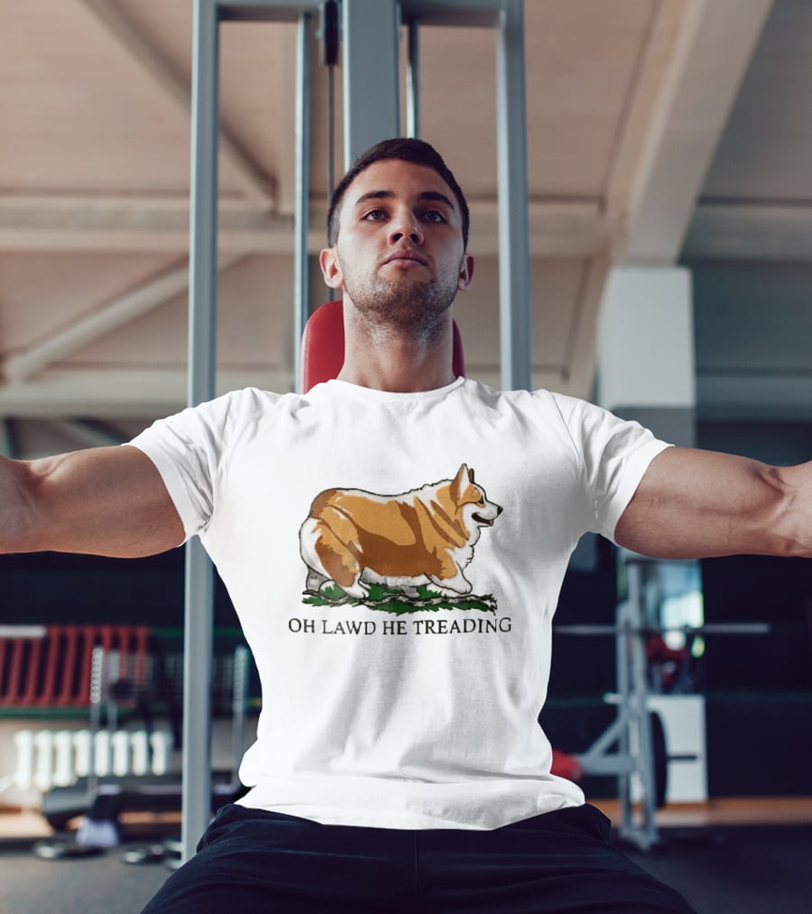 Oh Lawd He Treading Corgi On Snake Cartoon T-Shirt
