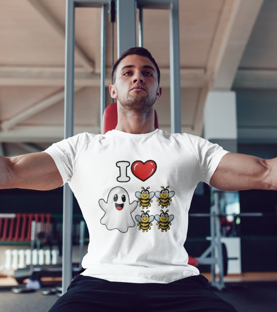 I Love Heart Ghost Honeybees Fun Halloween Cute T-Shirt