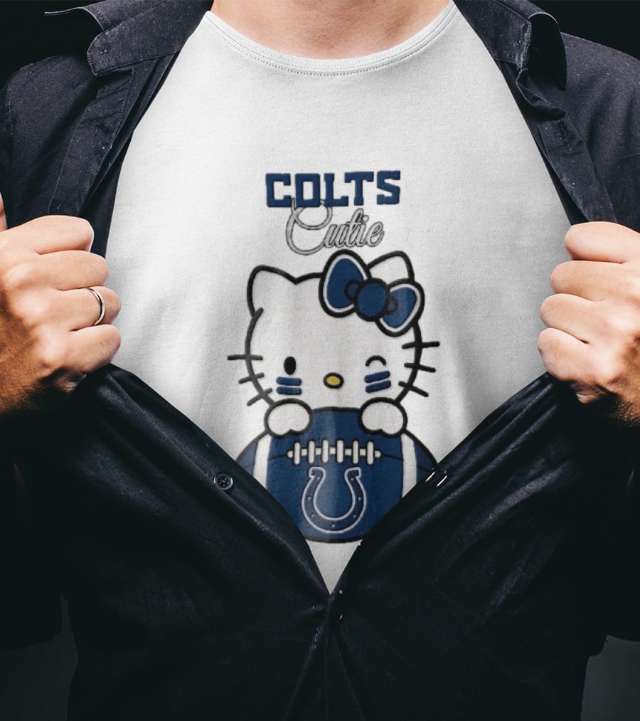 Indianapolis Colts Cutie Cartoon Cat Football Bow T-Shirt