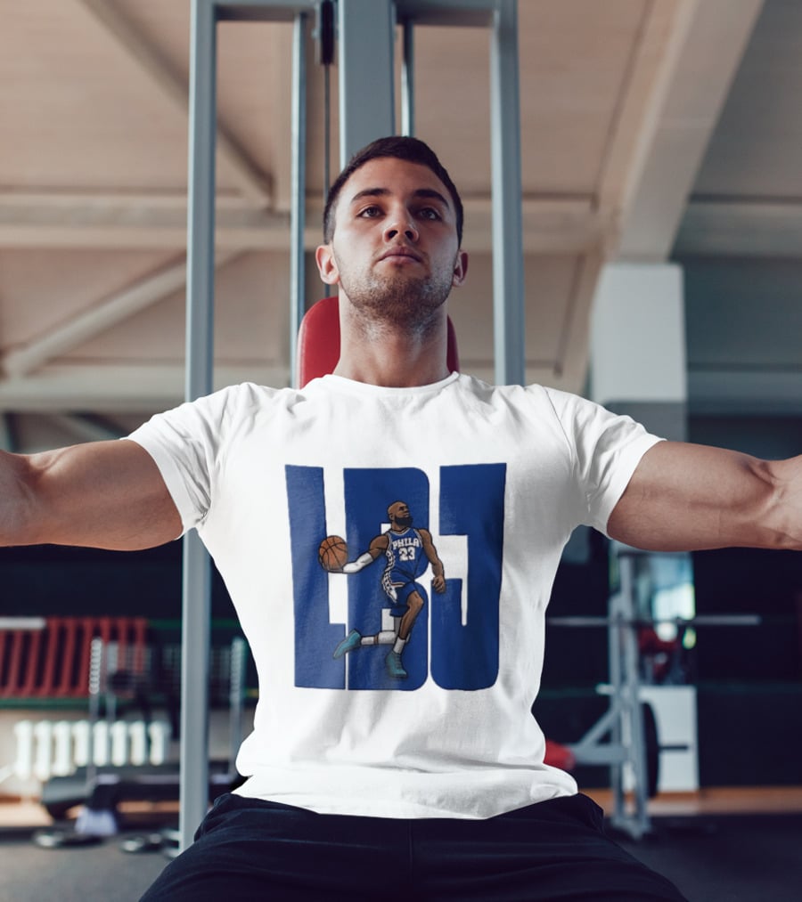 Philadelphia 76ers Phila 23 Cartoon Caricature Basketball Player Dribbling Lbj T-Shirt