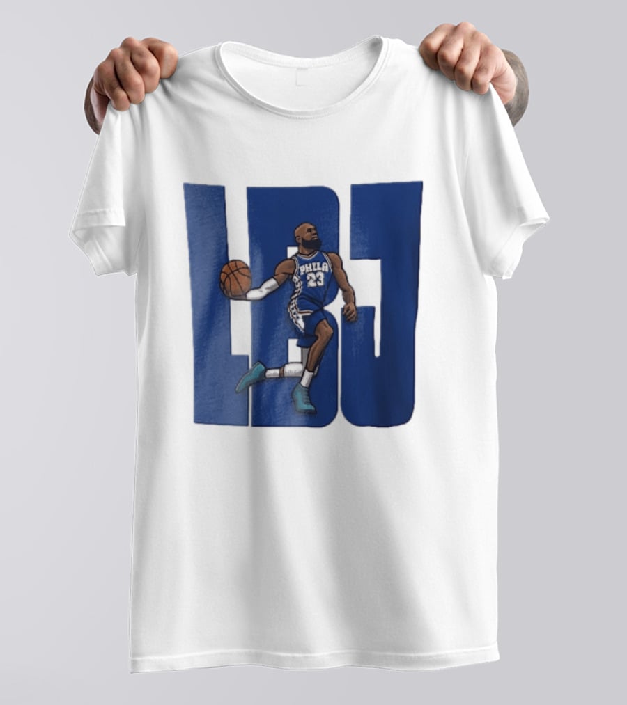 Philadelphia 76ers Phila 23 Cartoon Caricature Basketball Player Dribbling Lbj T-Shirt