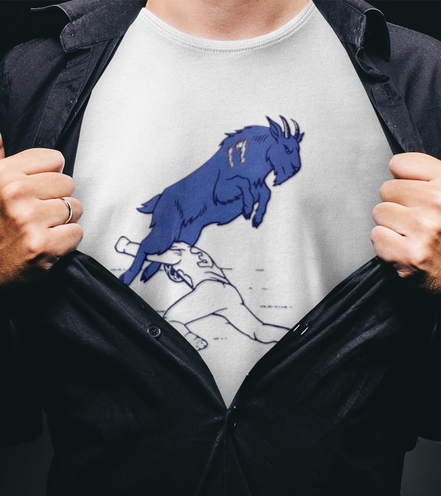 Buffalo Bills Josh Allen Goat 17 Jumping Over Defender Football Play T-Shirt