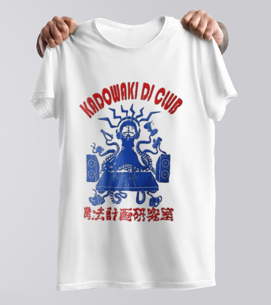 Kadowaki Dj Club Blue Octopus Turntable Brain Headphones Speakers 2024 T-Shirt