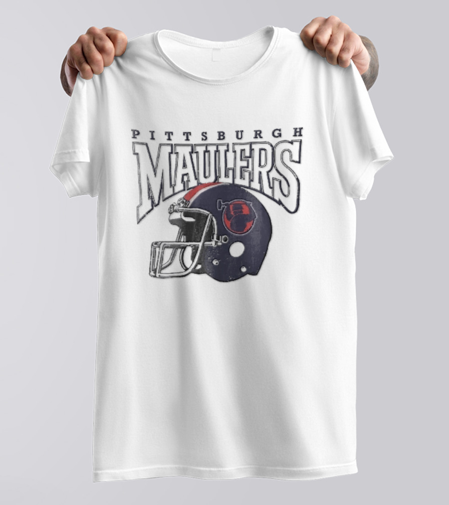 Pittsburgh Maulers Distressed Steelworker Football Helmet T-Shirt