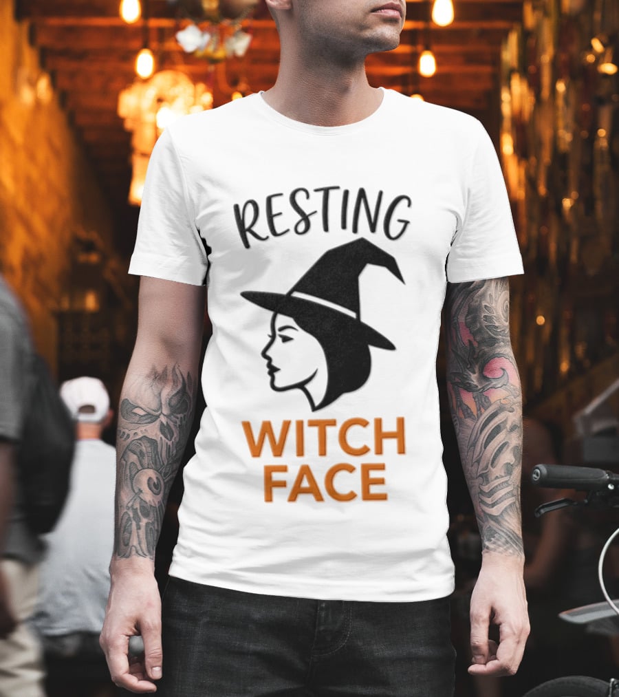 Resting Witch Face Halloween Witch Hat T-Shirt