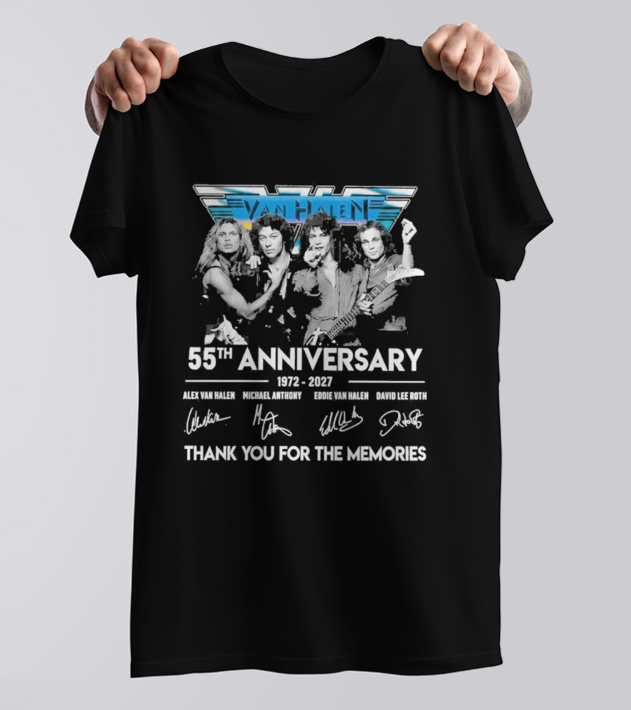 Van Halen 55th Anniversary 1972 2027 Thank You For The Memories Alex Eddie Michael David Signatures T-Shirt