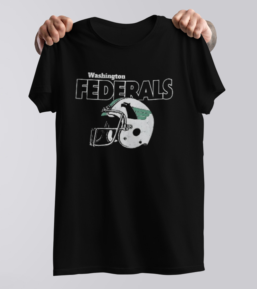 Washington Federals Distressed Football Helmet Green Eagle T-Shirt
