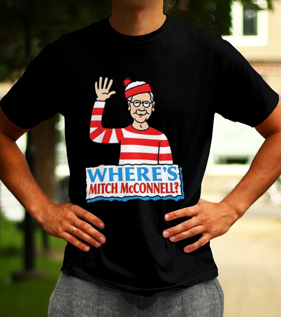 Where's Mitch McConnell Red White Stripes Waving T-Shirt