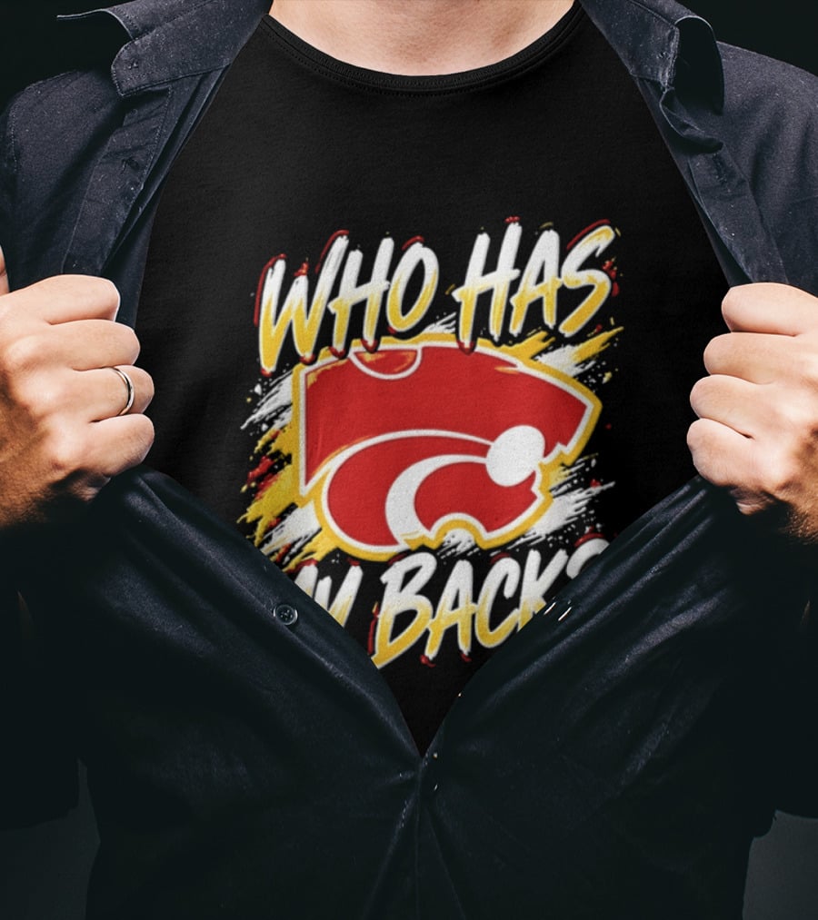Wildcat Who Has My Back Bold Red And White Paw Print T-Shirt