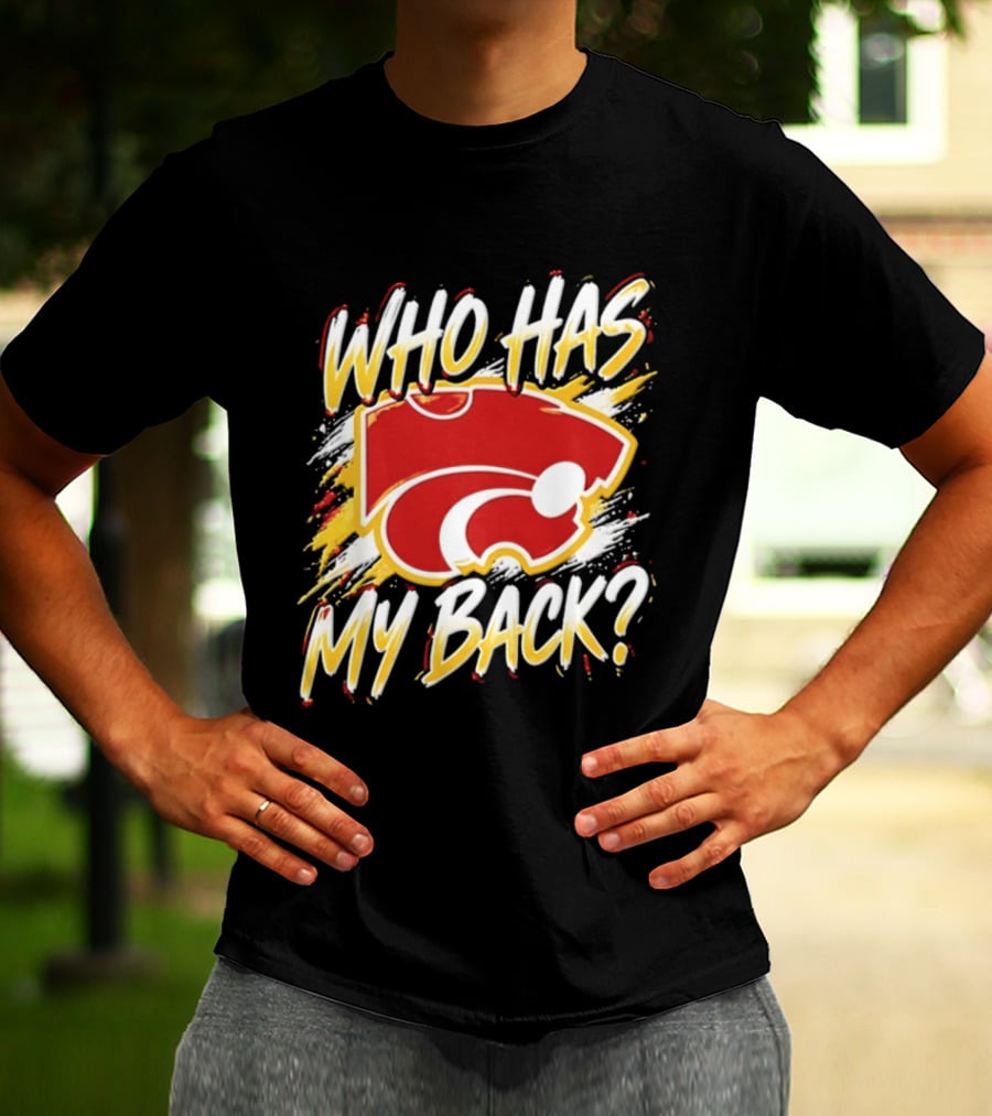 Wildcat Who Has My Back Bold Red And White Paw Print T-Shirt