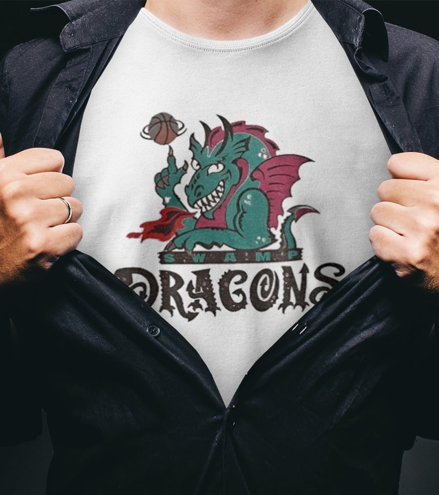 Swamp Dragons Basketball Fire Breathing Monster T-Shirt