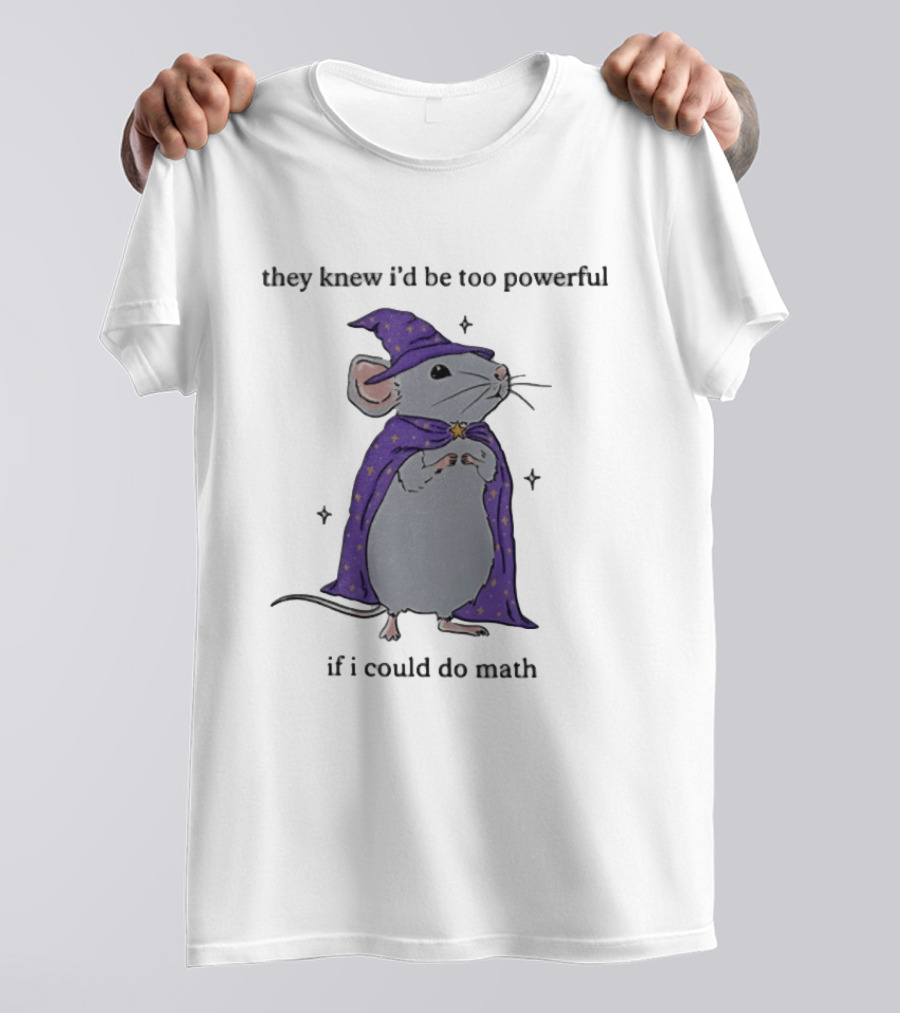 They Knew I'd Be Too Powerful If I Could Do Math Wizard Mouse In Purple Cloak And Hat T-Shirt