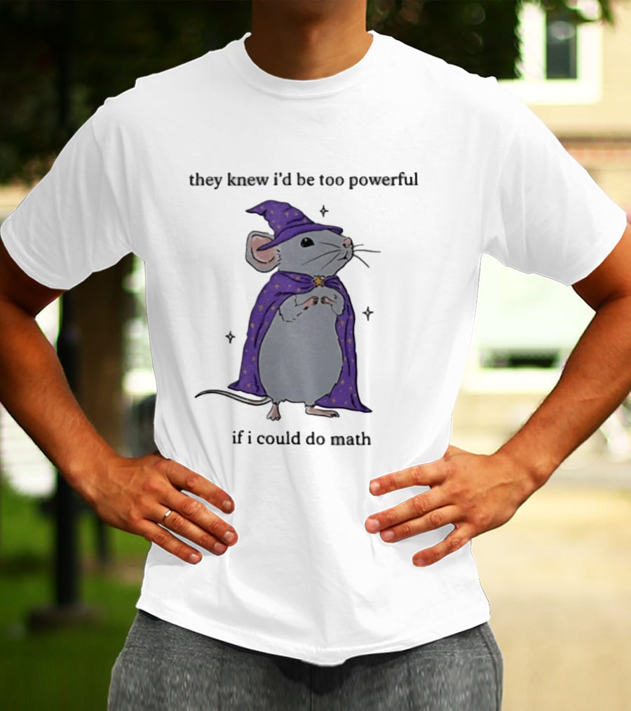 They Knew I'd Be Too Powerful If I Could Do Math Wizard Mouse In Purple Cloak And Hat T-Shirt