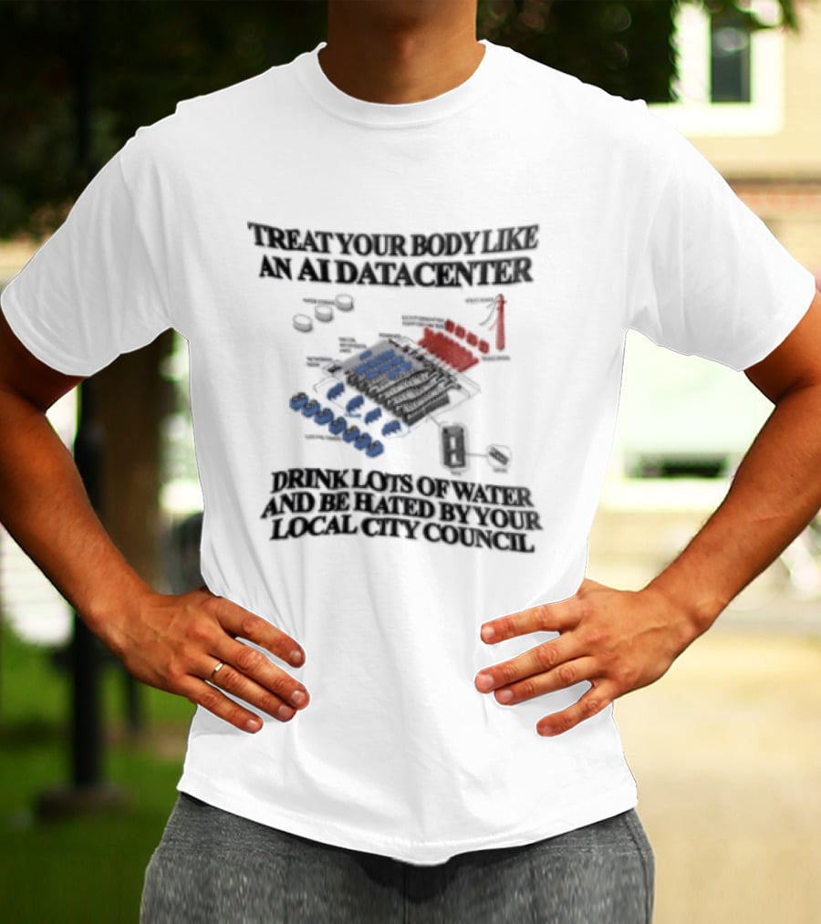 Treat Your Body Like An AI Datacenter Drink Lots Of Water And Be Hated By Your Local City Council T-Shirt