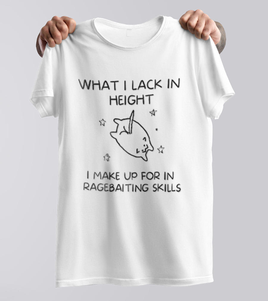 What I Lack In Height I Make Up For Ragebaiting Skills Cartoon Cat Stars Line T-Shirt