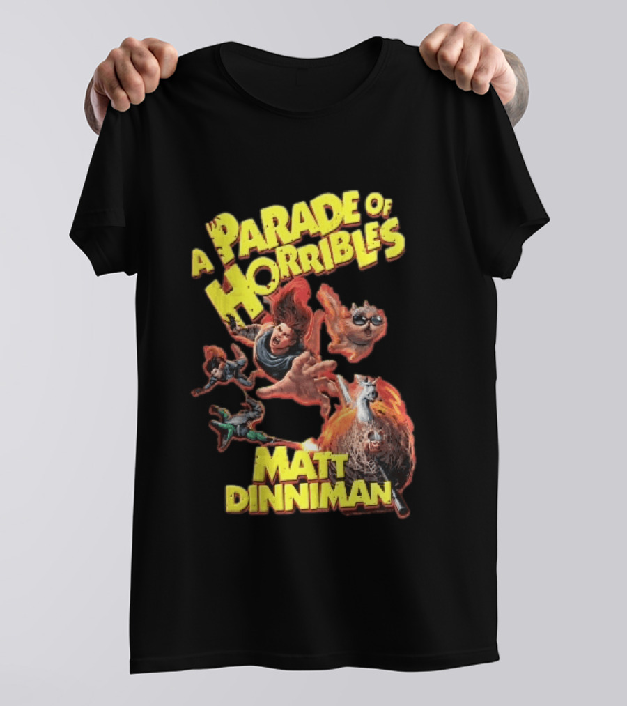 A Parade Of Horribles Matt Dinniman Action Fantasy Characters Flying Flaming Ball Adventure T-Shirt