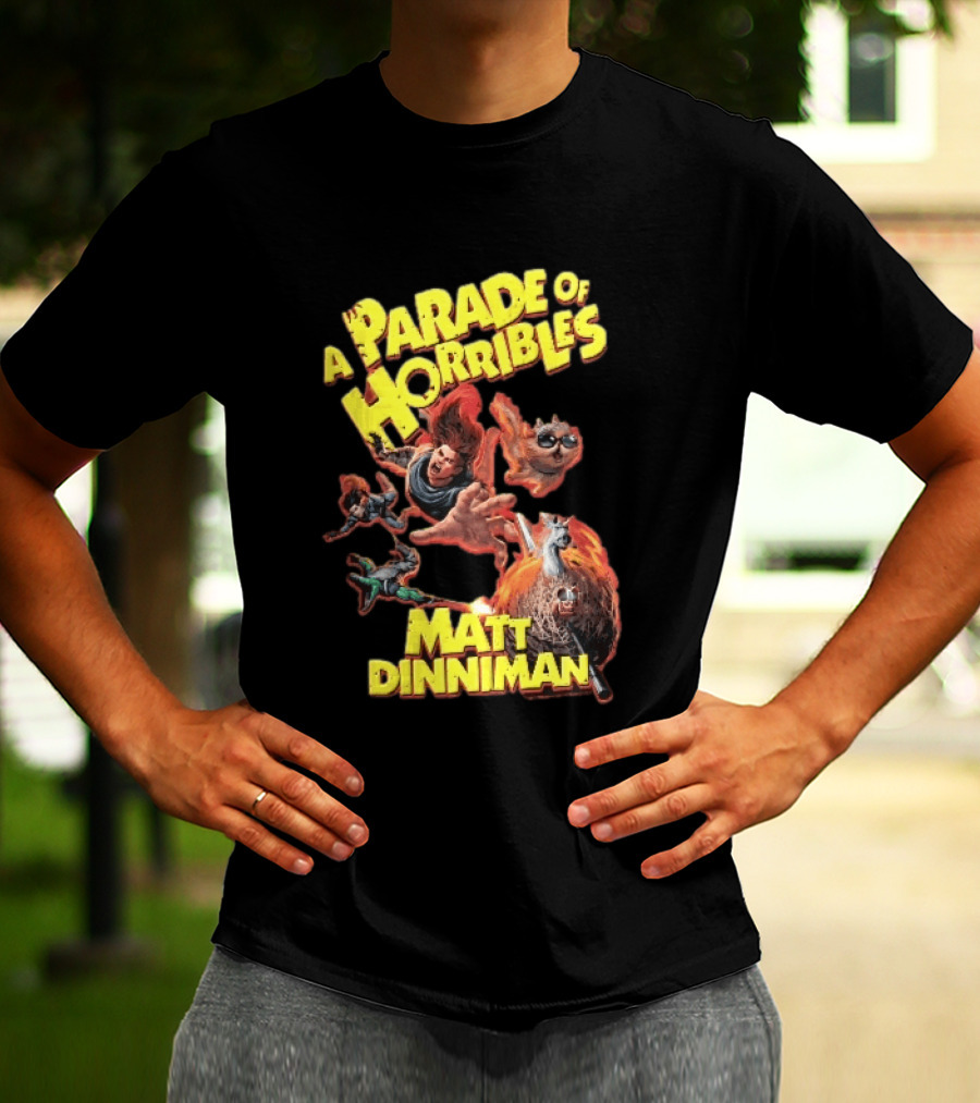 A Parade Of Horribles Matt Dinniman Action Fantasy Characters Flying Flaming Ball Adventure T-Shirt
