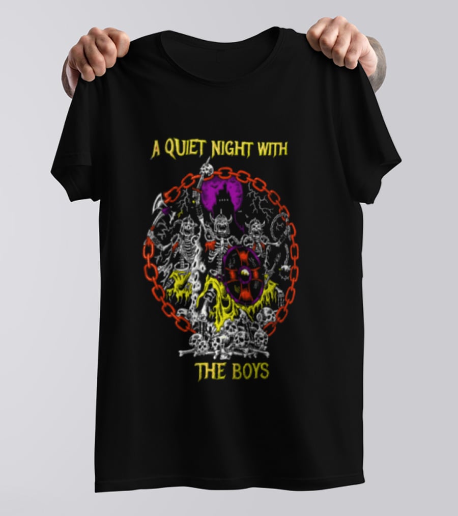 A Quiet Night With The Boys Skeleton Warriors Viking Horde T-Shirt
