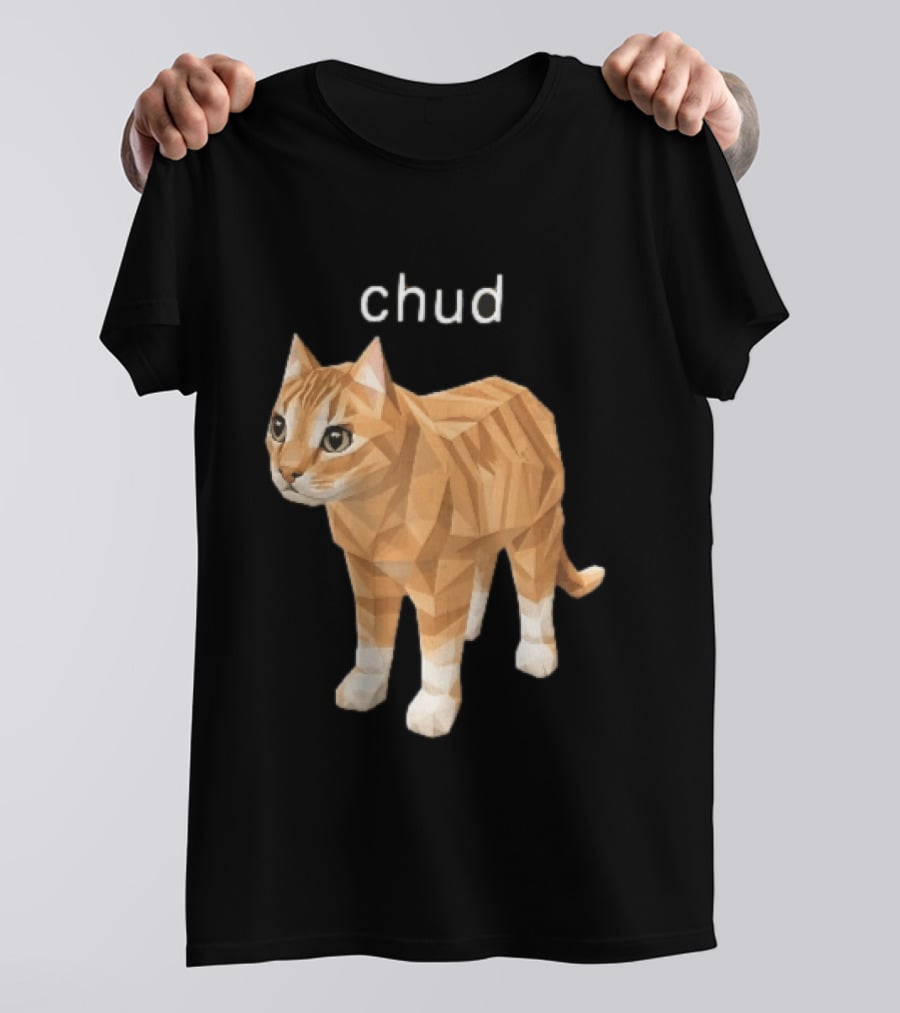Chud Low Poly Geometric Orange Tabby Cat T-Shirt
