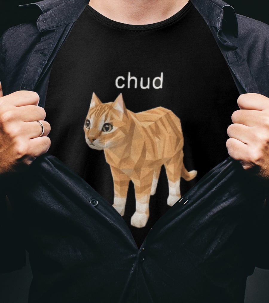 Chud Low Poly Geometric Orange Tabby Cat T-Shirt