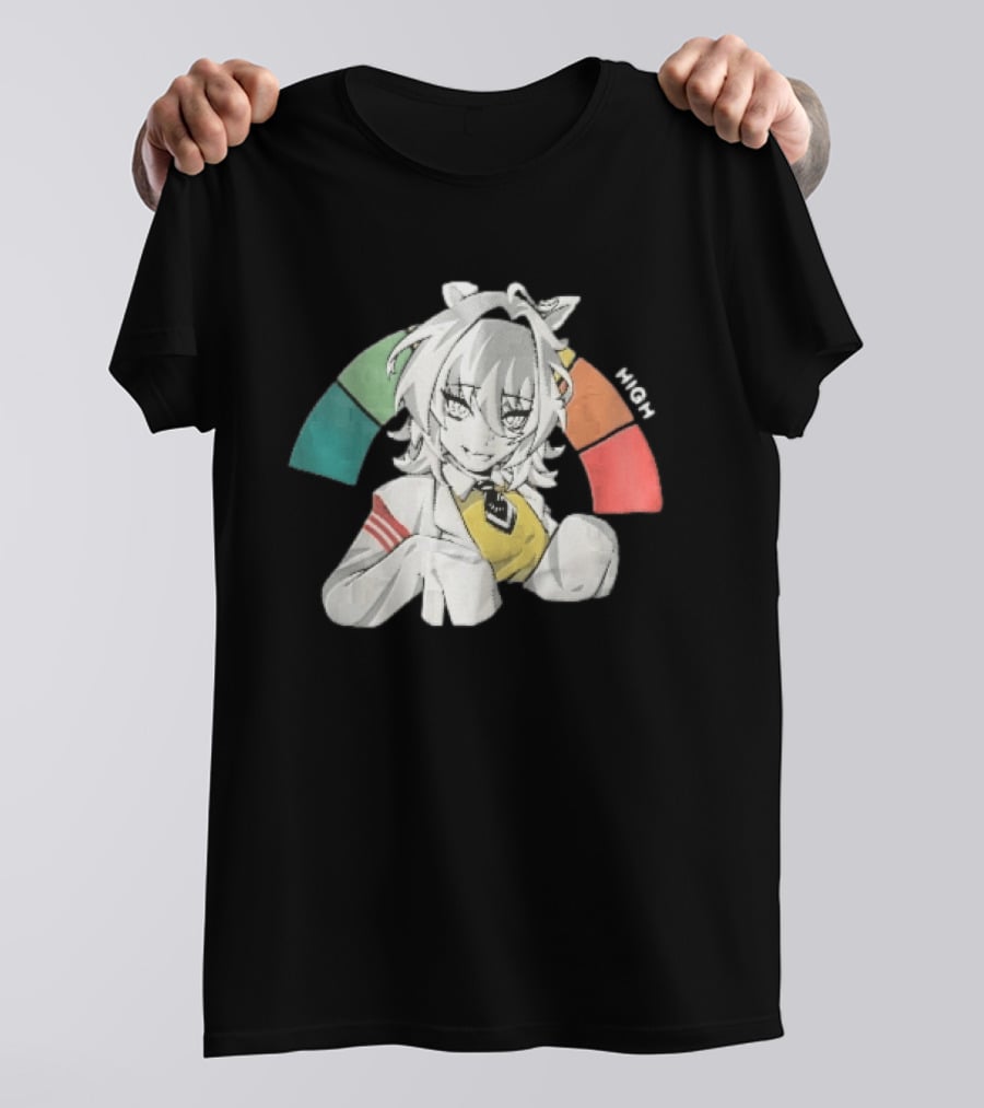 High Anime Cat Girl White Hair Threat Meter Gauge T-Shirt