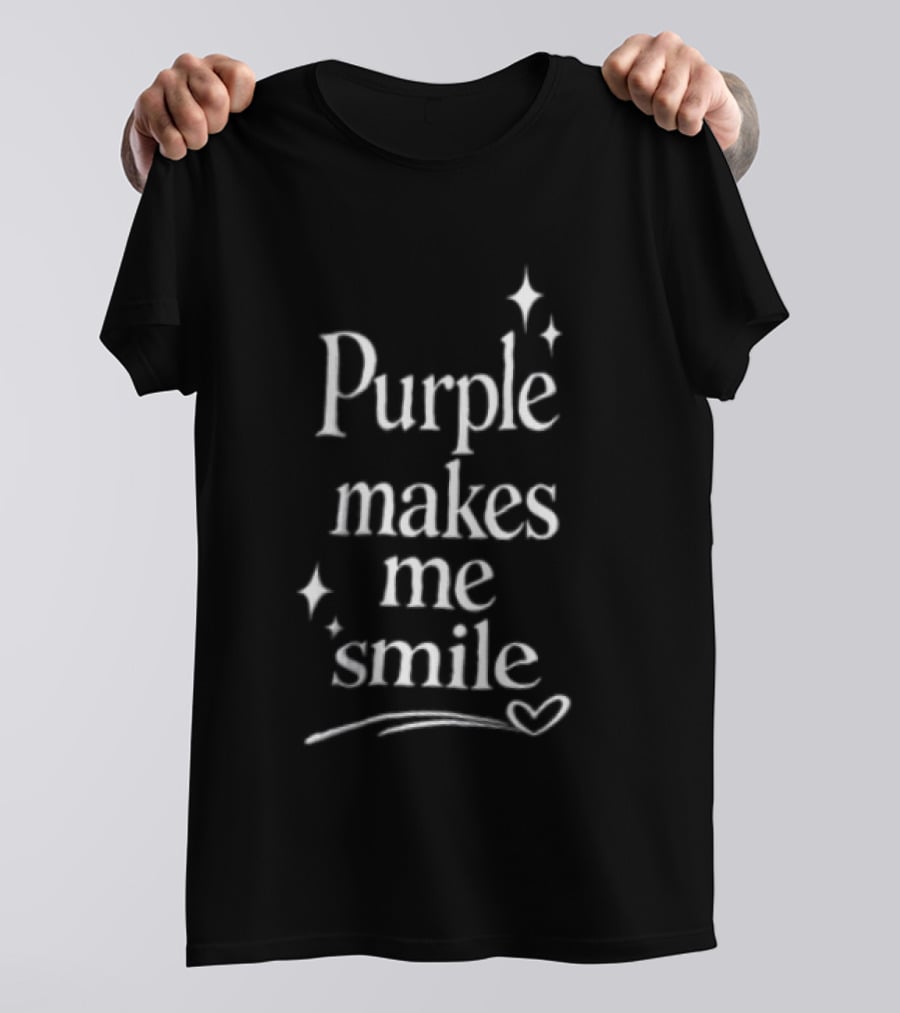 Purple Makes Me Smile Text With Stars And Heart T-Shirt