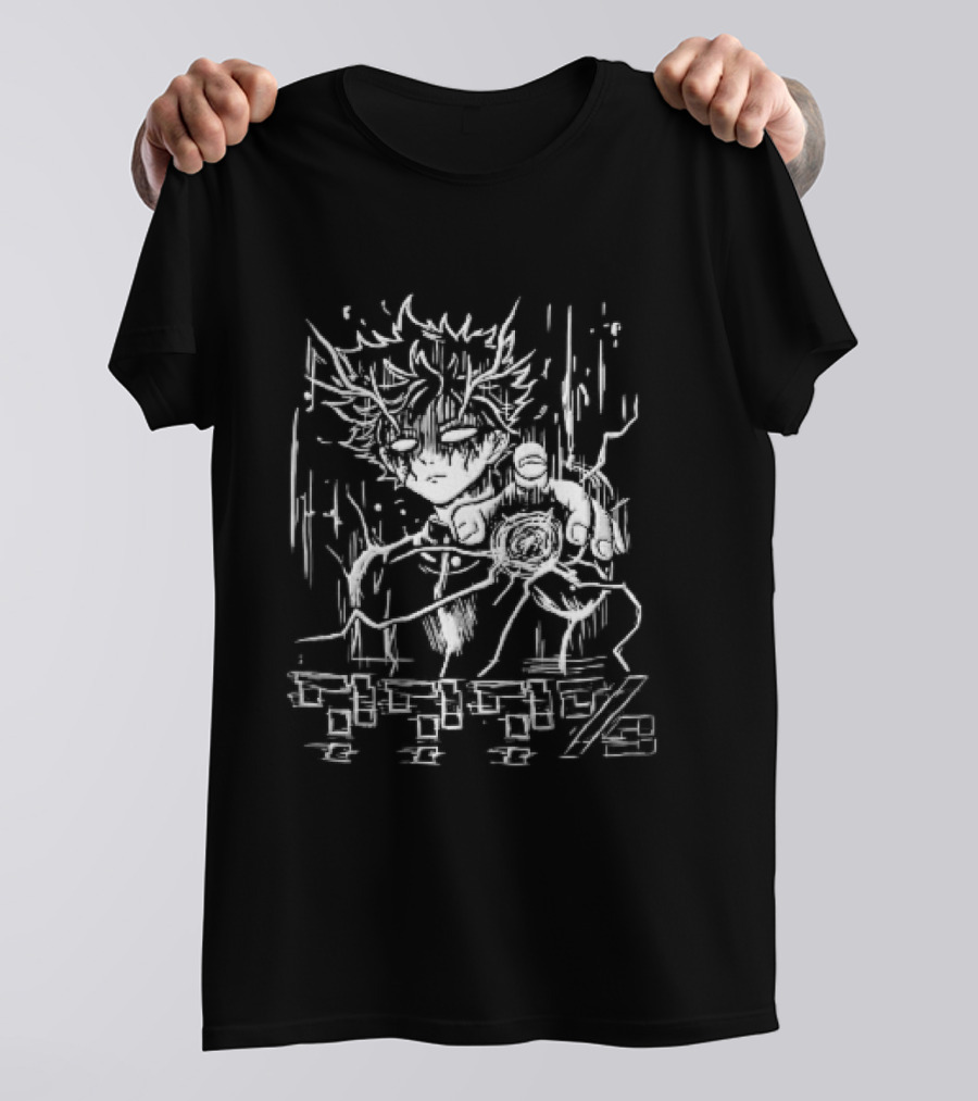 Question Marks Percent Glowing Eyes Anime Boy Telekinetic Energy Line T-Shirt