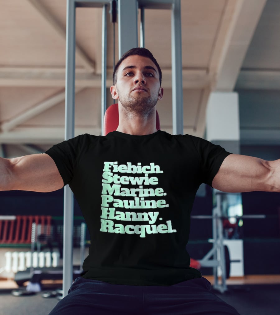 Fiebich Stewie Marine Pauline Hanny Racquel Mint Green Stacked Name List T-Shirt
