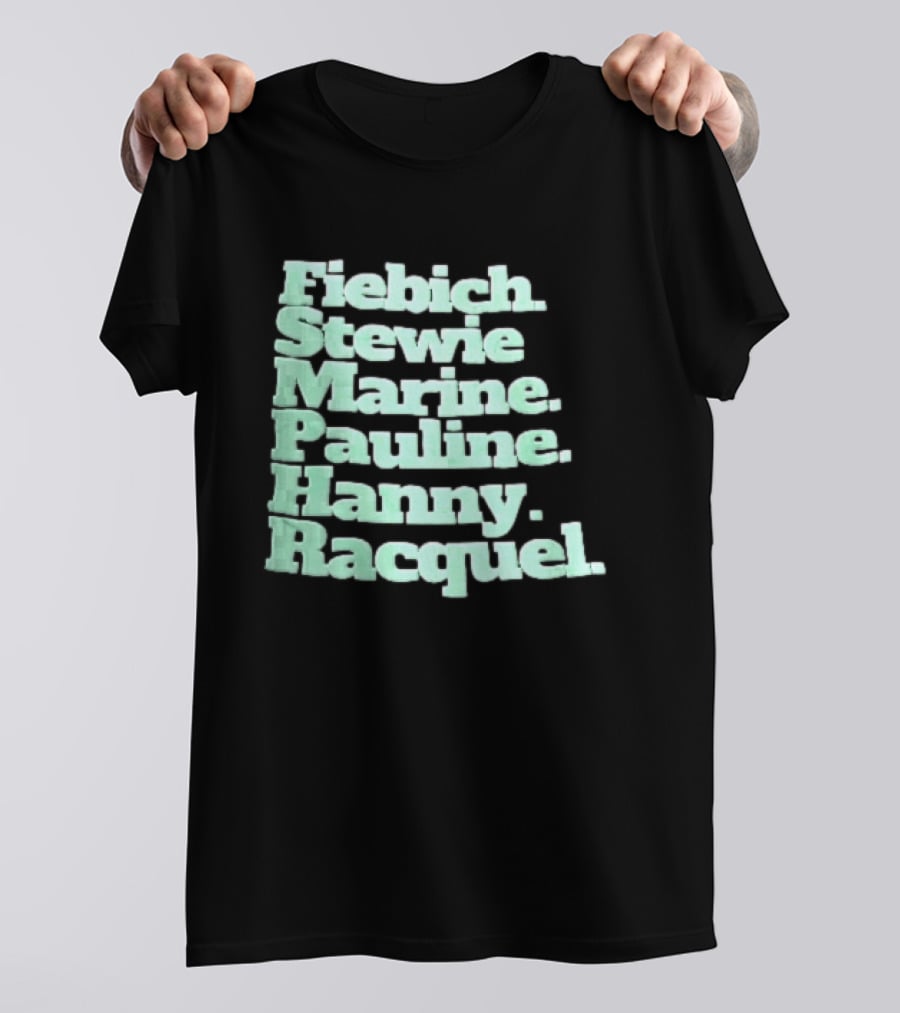 Fiebich Stewie Marine Pauline Hanny Racquel Mint Green Stacked Name List T-Shirt