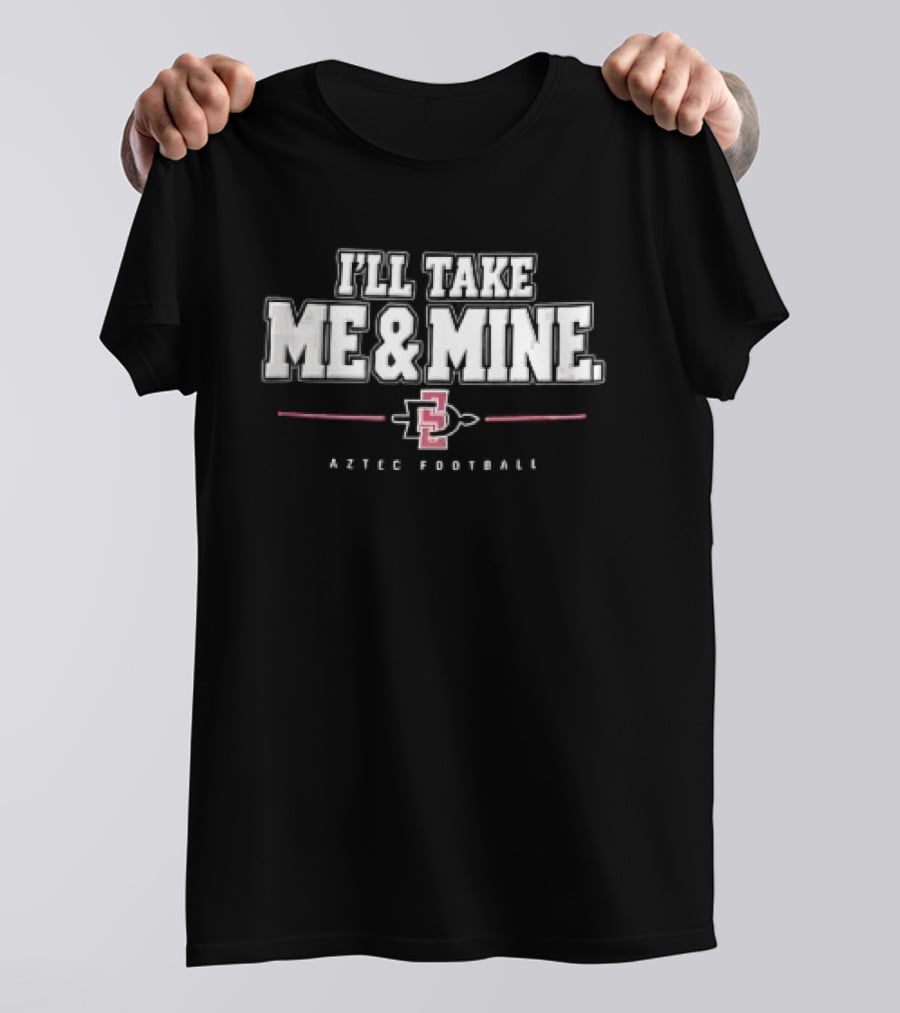 San Diego State Aztecs I'll Take Me And Mine Aztec Football Interlocking Monogram T-Shirt