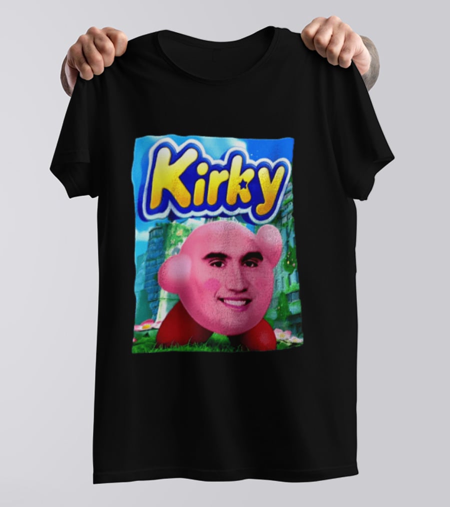 Kirky Kirby Nintendo Inspired Face Mashup Retro Gaming Nostalgia T-Shirt