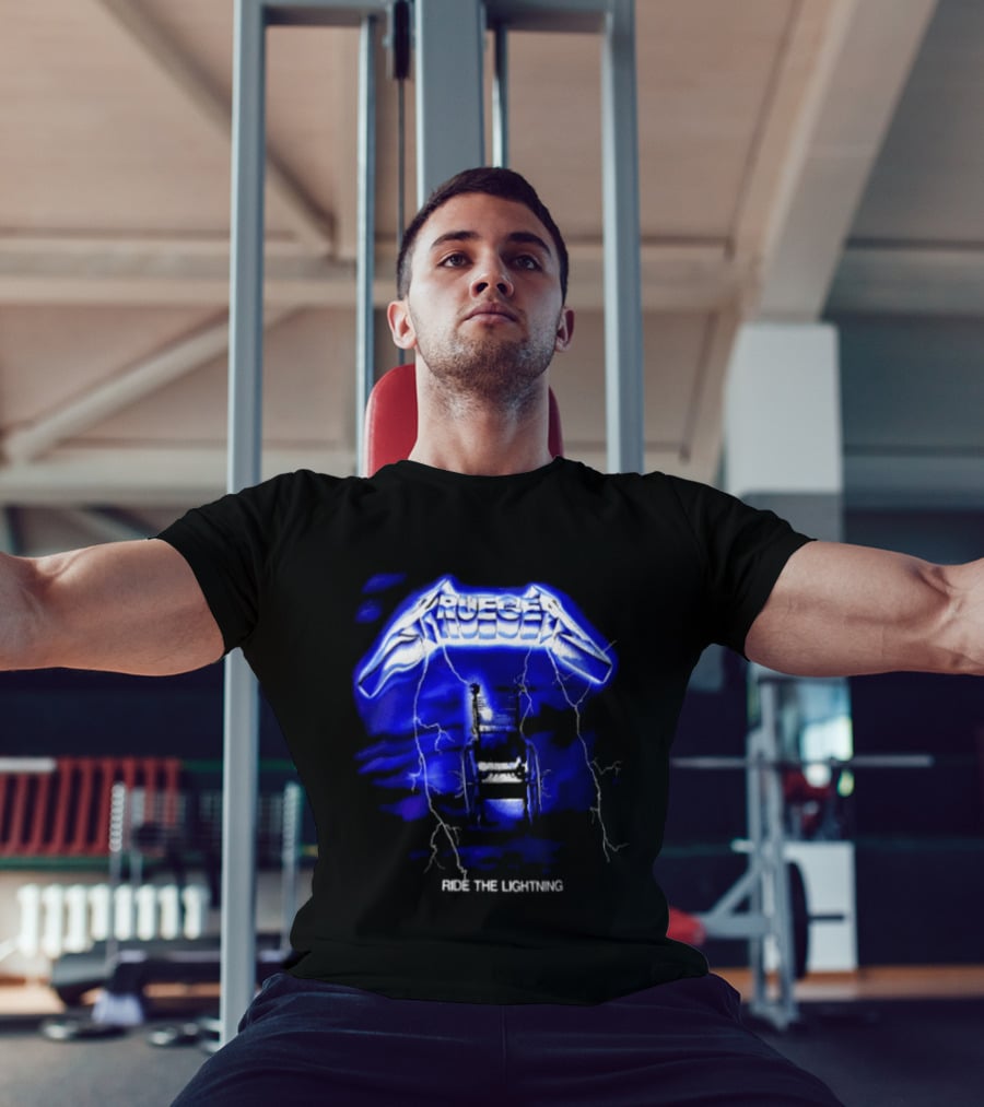 Krueger Ride The Lightning Wheelchair Electric Blue Thunderbolt T-Shirt