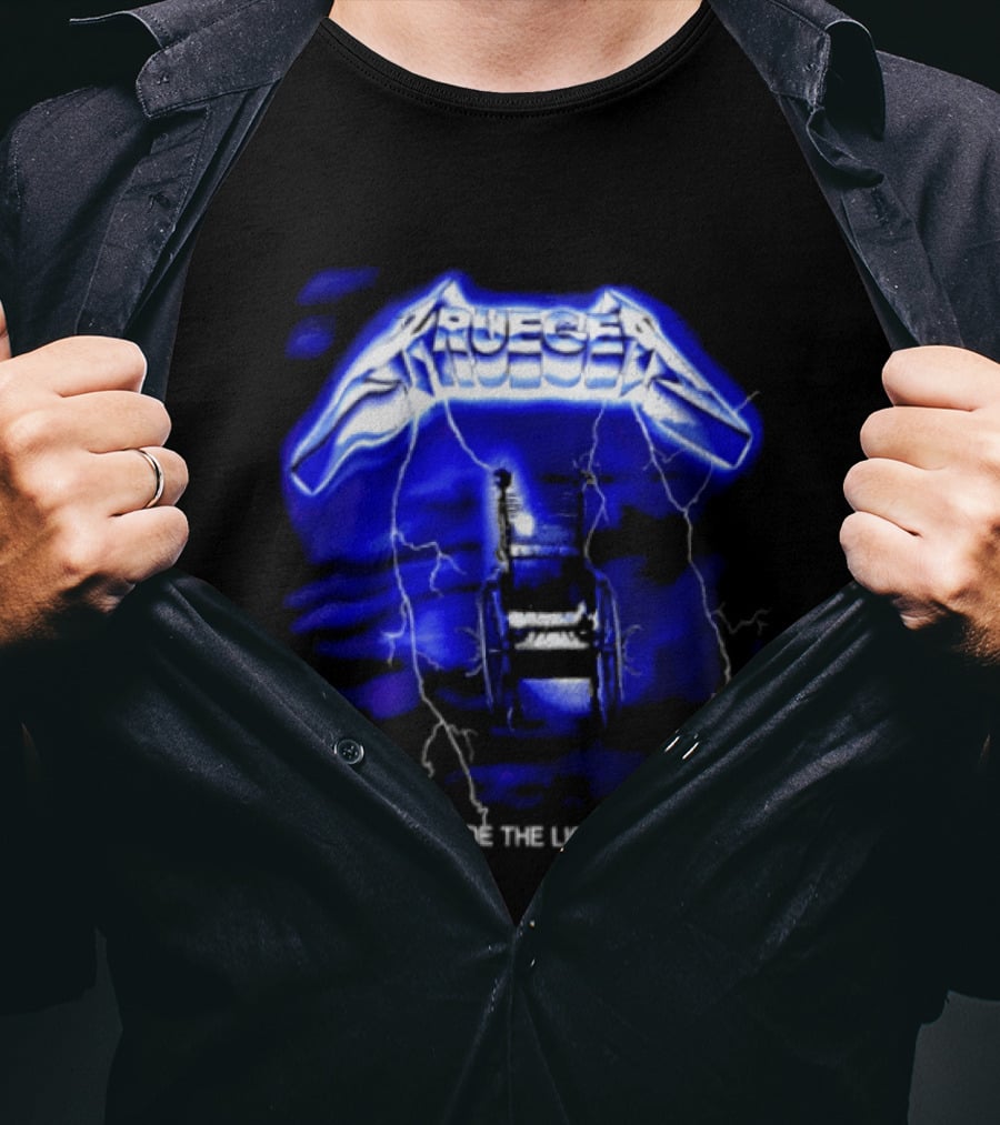 Krueger Ride The Lightning Wheelchair Electric Blue Thunderbolt T-Shirt