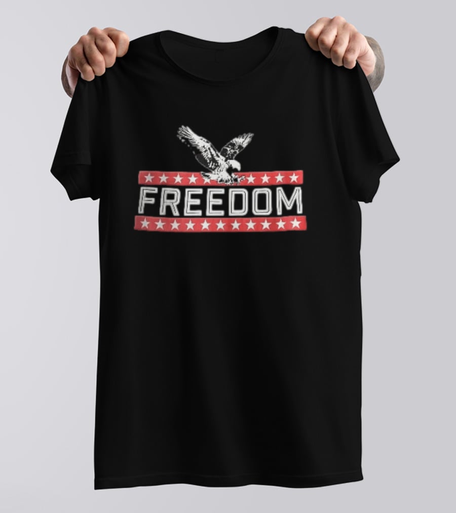 Freedom Swooping Eagle With Stars And Stripes Banners T-Shirt
