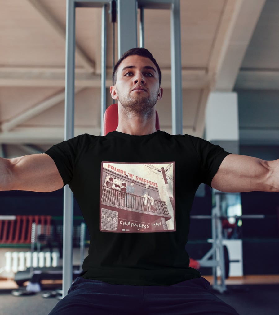 Friars N Sniffers Charmless Man Two Figures Balcony Broken Windows T-Shirt