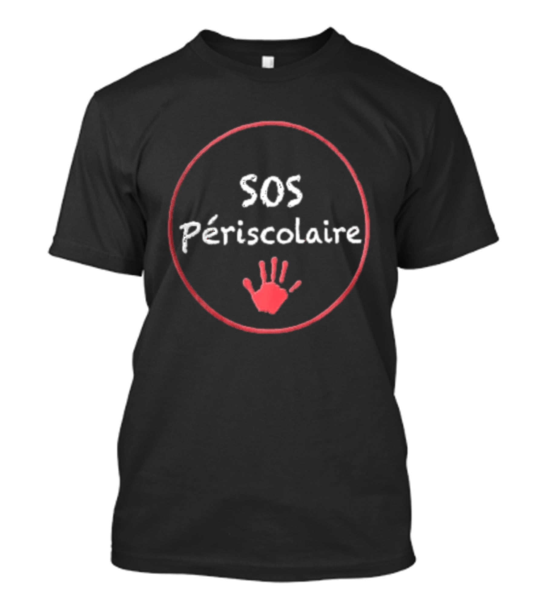 SOS Périscolaire Chalkboard Red Child Handprint Chalk Texture T-Shirt