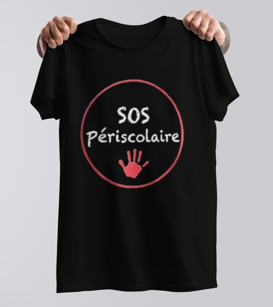 SOS Périscolaire Chalkboard Red Child Handprint Chalk Texture T-Shirt
