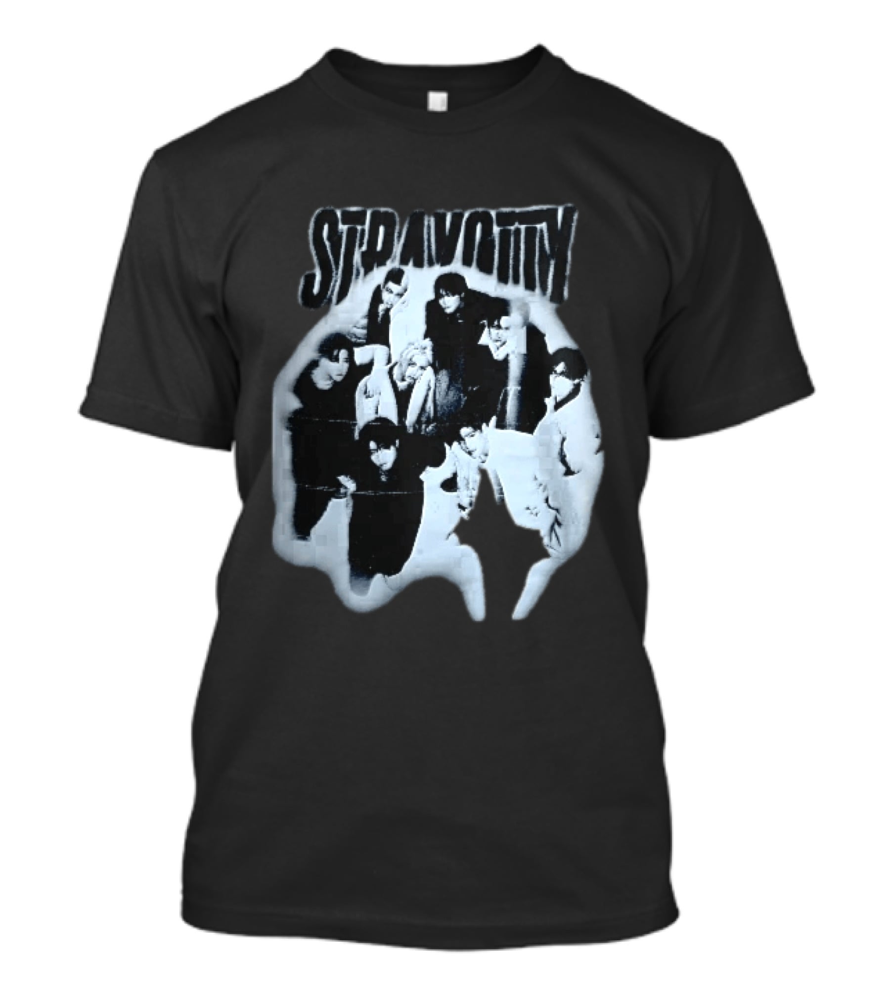 Stravotty K Pop Boy Group Monochrome Distressed Bootleg Photo T-Shirt