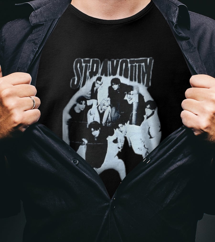 Stravotty K Pop Boy Group Monochrome Distressed Bootleg Photo T-Shirt