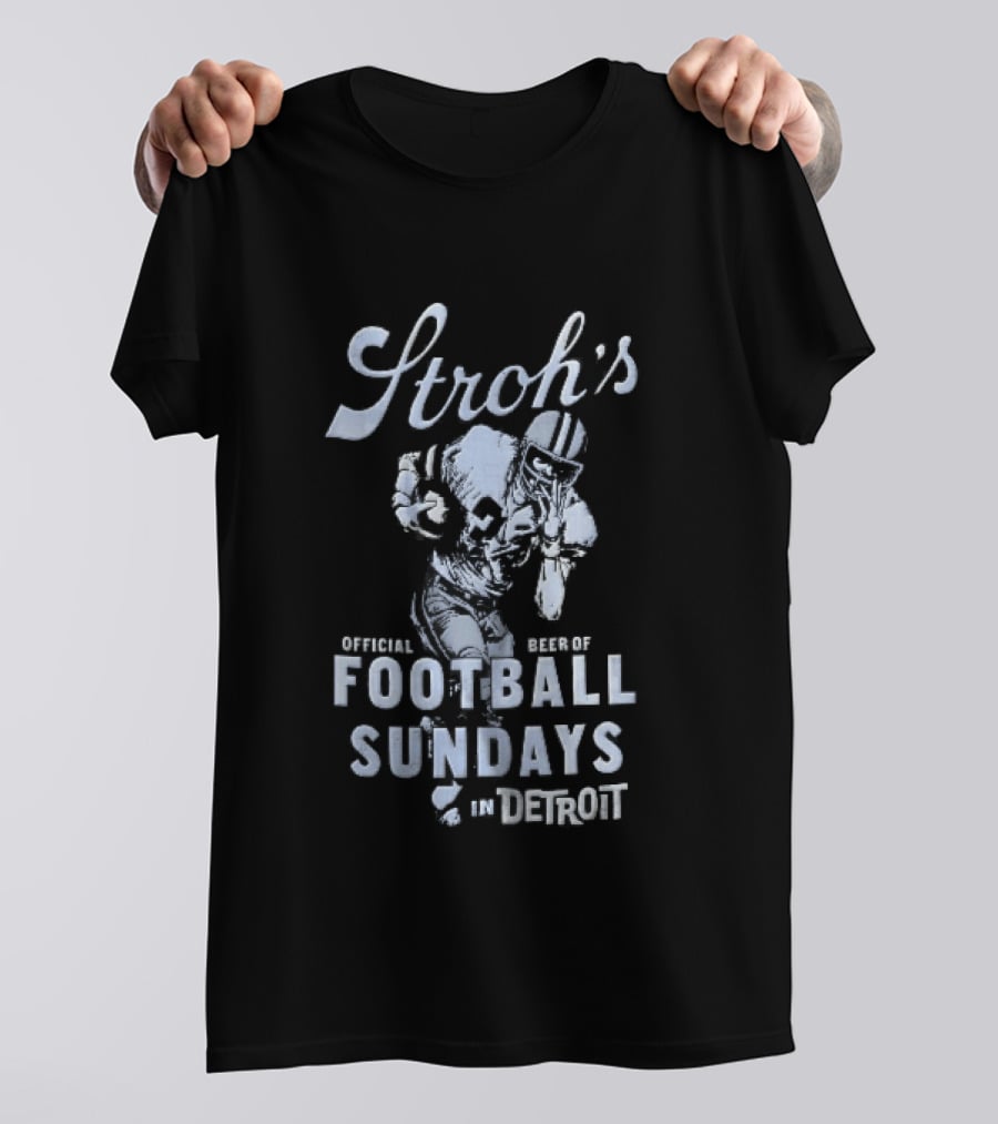 Stroh's Official Beer Football Sundays In Detroit Athlete Sketch T-Shirt